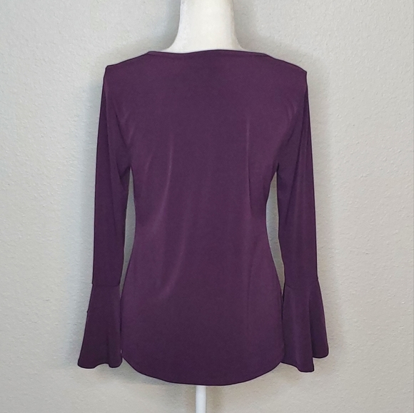 NY&C 7th Avenue Purple Bell Sleeve Keyhole Blouse Size Sm - Picture 4 of 9